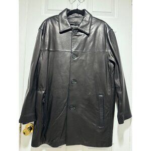 Marc New York Men's M Black Soft Leather Coat Button Closure Removable Lining